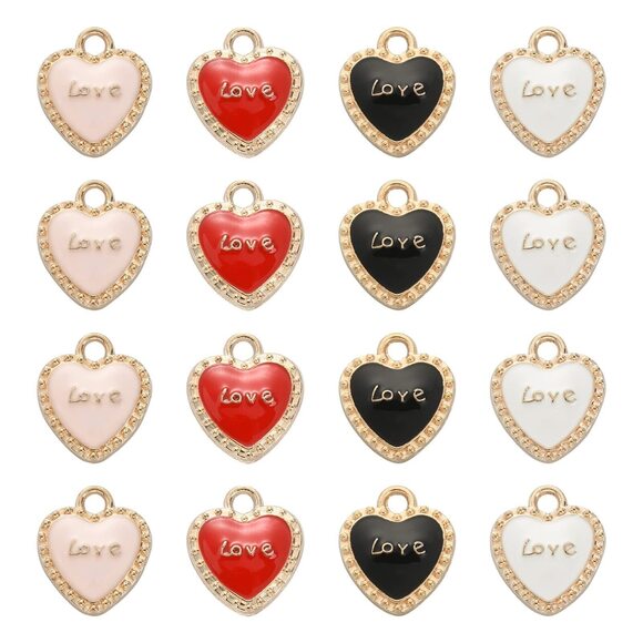 Jewelry - 8411 40pcs Mixed Colors Love Heart Charms Enamel Valentine's Day Heart